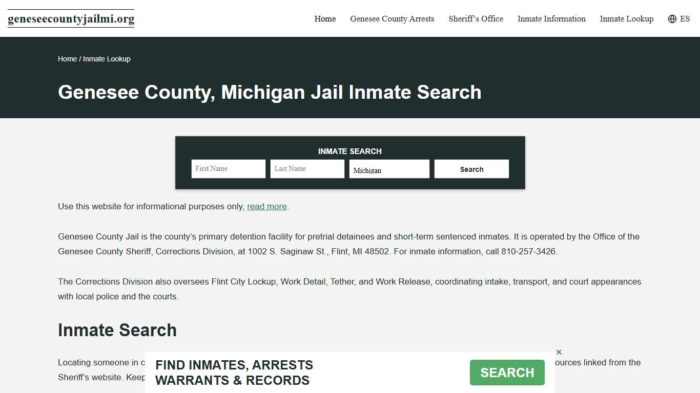 Genesee County, MI Incarcerated Records Lookup